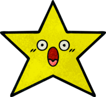 retro grunge texture cartoon of a gold star png
