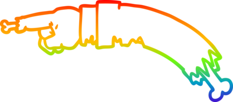 rainbow gradient line drawing of a cartoon pointing zombie hand png
