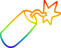 rainbow gradient line drawing of a cartoon dynamite png