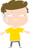 flat color style cartoon anxious man png