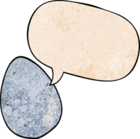 cartoon egg with speech bubble in retro texture style png