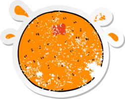 distressed sticker of a cartoon orange png