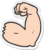 adesivo de um braço forte de desenho animado flexionando o bíceps png