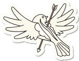 sticker van tatoeëren in traditioneel stijl van een duif doorboord met pijl png