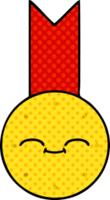 comic book style cartoon of a gold medal png