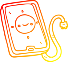 warm Gradient Linie Zeichnung von ein Karikatur Handy, Mobiltelefon Telefon Gerät png