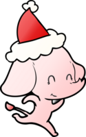 cute hand drawn gradient cartoon of a elephant wearing santa hat png