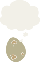 cartone animato uovo con pensato bolla nel retrò stile png