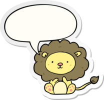 cute cartoon lion with speech bubble sticker png