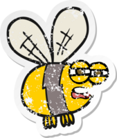 adesivo retrô angustiado de uma abelha de desenho animado png
