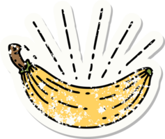worn old sticker of a tattoo style banana png