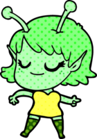 sorridente alieno ragazza cartone animato png