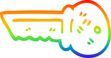 rainbow gradient line drawing of a cartoon gold key png