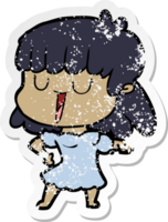 distressed sticker of a cartoon woman png