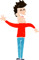 homem feliz dos desenhos animados acenando png