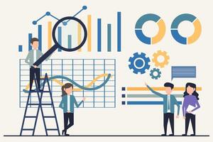 Teamwork concept in flat design. Concept design illustration business people working together vector