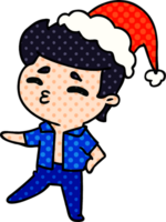 hand drawn christmas cartoon of kawaii boy png