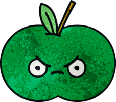 retro grunge texture cartoon of a juicy apple png