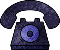 retro Grunge Textur Karikatur von ein alt Telefon png