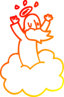 warm gradient line drawing of a cartoon god on cloud png