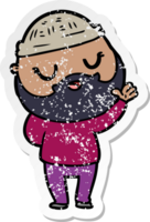 distressed sticker of a cute cartoon man with beard png