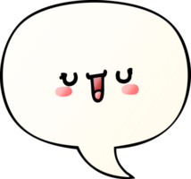 happy cartoon face with speech bubble in smooth gradient style png