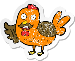 retro distressed sticker of a cartoon old rooster png
