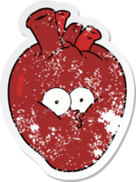 distressed sticker of a cartoon confused heart png