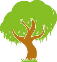 main tiré dessin animé griffonnage de une vert arbre png