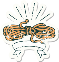 worn old sticker of a tattoo style wound rope png