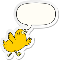 cartoon happy bird with speech bubble sticker png