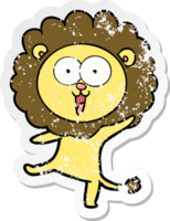adesivo in difficoltà di un leone cartone animato felice png