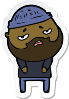 sticker van een cartoon bezorgde man met baard png