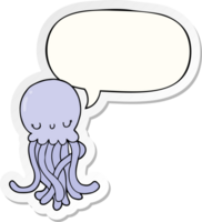 cute cartoon jellyfish with speech bubble sticker png