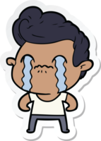 sticker of a cartoon man crying png