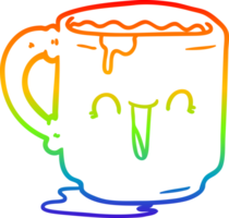 rainbow gradient line drawing of a cartoon dirty office mug png