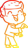 warm gradient line drawing of a cartoon man laughing png