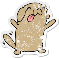 afflitto etichetta cartone animato illustrazione kawaii di un' carino cane png