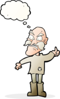 cartoon angry old man in patched clothing with speech bubble png