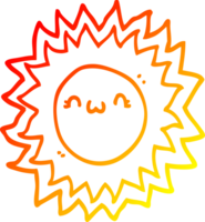 chaud pente ligne dessin de une dessin animé Soleil png