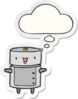 cartoon robot with thought bubble as a printed sticker png