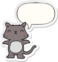 desenho animado gato com discurso bolha adesivo png