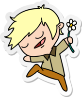 hand drawn sticker cartoon of kawaii cute boy png