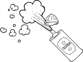 hand drawn black and white cartoon squirting whipped cream png