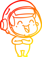 warm gradient line drawing of a happy cartoon astronaut png