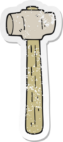 distressed sticker of a cartoon sledgehammer png