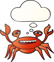 cartoon crab with thought bubble in smooth gradient style png