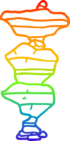 rainbow gradient line drawing of a cartoon boulders png