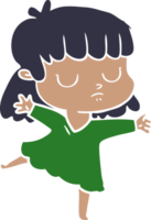 flat color style cartoon indifferent woman dancing png