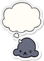 cartoon cloud with thought bubble as a printed sticker png